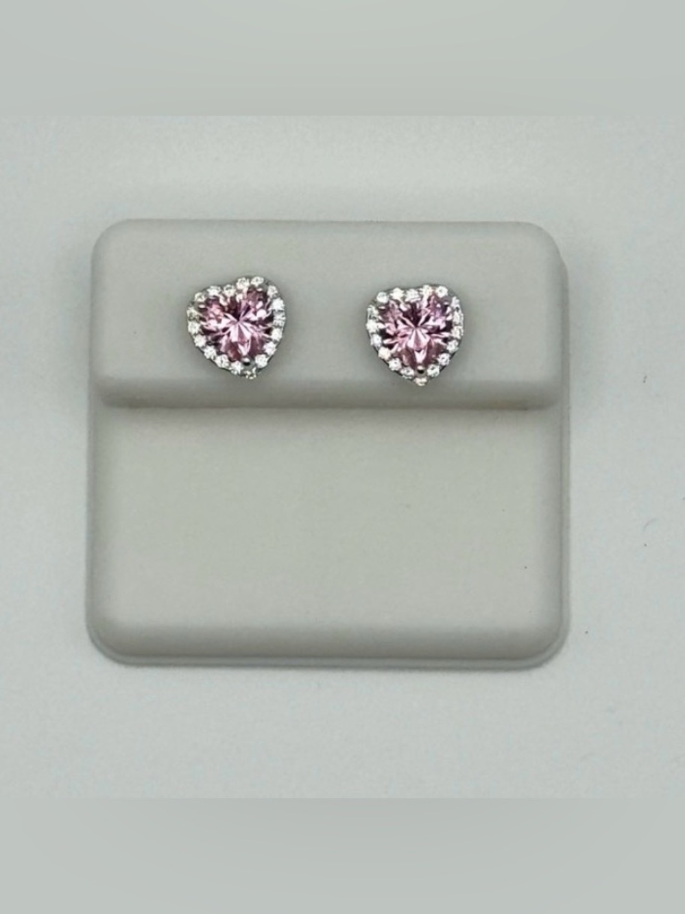 Elegant Pink Heart Stud Earrings MSRP $399
Sterling Silver Pink Moissanite Stone